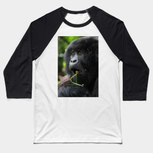 Surprised at Lunch!! Juvenile Mountain Gorilla. Baseball T-Shirt